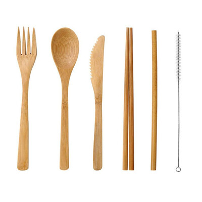 

Bamboo Utensils Travel Cutlery Set Eco-Friendly Wooden Outdoor Portable Bamboo Cutlery Set Spoon Fork Chopstick