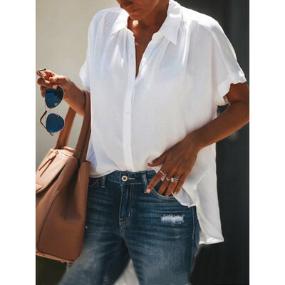 

Starmoon Women Casual Solid Blouse Short Sleeve Loose Top Shirt Tee