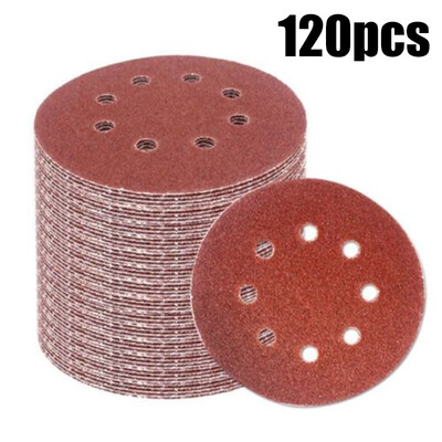 

120Pcs 5inch 8 Hole 40-240 Grit Sanding Discs Paper Orbit Sander Pad Hook & Loop