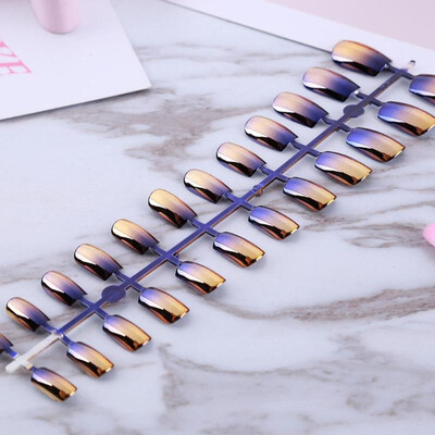 

24pcs 6 Colors Fake Nails ABS Artificial Flat Head Full Short Tips