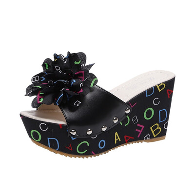 

Rose Slope With Female Summer Flip-Flops Beach Shoes High-Heeled Platform Slippers