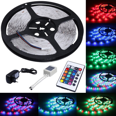 

〖Follure〗5M RGB Led strip Light 3528 SMD 300leds Waterproof Remote Controller 12V Adapter