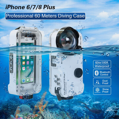 

Meikon 60m 195ft Bluetooth Waterproof Housing Diving Phone Case Cover Bag for iPhone 6Plus7Plus8Plus
