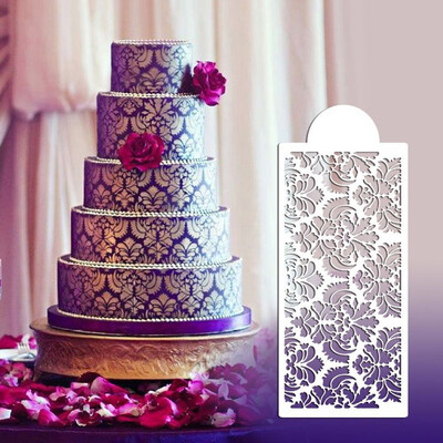 

Siaonvr Baking Tool Side Decor Mould Damask Lace Flower Border Fondant Cake Stencil