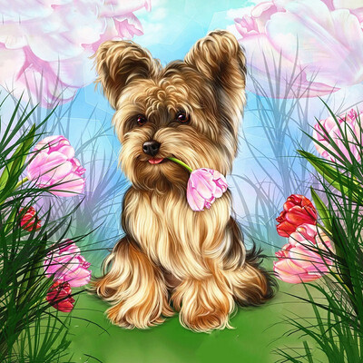 

DIY Diamond Painting Dog Diamond Embroidery Full Set Flower Mosaic With Square Rhinestones Picture Home Decoration