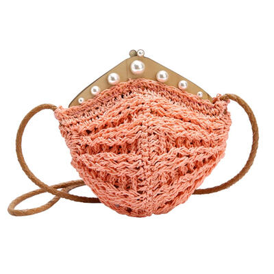 

Pearls Decor Shoulder Messenger Pack Straw Woven Women Beach Crossbody Bags