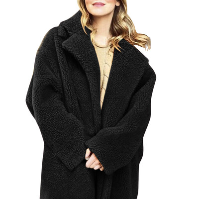 

Toponeto Women Winter Solid Fuzzy Faux Fur Long Sleeve Cardigan Oversized Outwear Coat