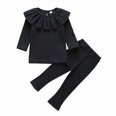 

Toddler Baby Girl Clothes Knitted Ruffle Tops T-Shirt Leggings Pants Outfits