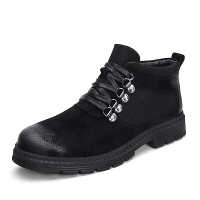

Mens Boots Fashion Casual Boots Genuine Leather Martin Boots Lace Up Shoes For Men Grey Black Brown 38-44