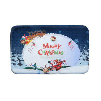 

Christmas Carpet Mat Bath Rug Cute Santa Claus Print Non-Slip Doormat Welcome Floor Mats