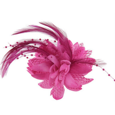 

Hot Flower Feather Bead Corsage Hair Clips Fascinator Bridal Hairband Brooch Pin
