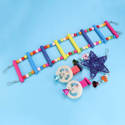 

Greensen 2 Pcs Colorful Birds Parrot Swing Toy Hanging Ladder Chewing Toys Play Set