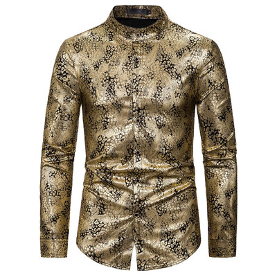

Tailored Mens Casual Turn-down Collar Long Sleeve Shirt Gentleman Printing Wedding Tops