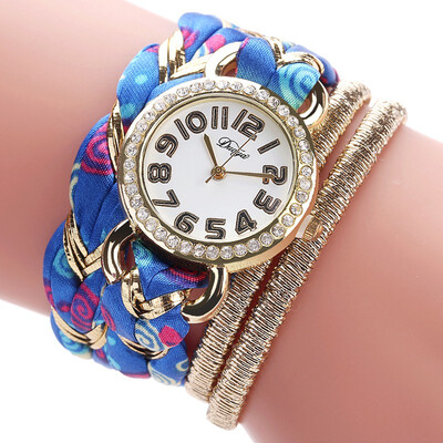 

DUOYA D191 Women\s Braided Twist Bracelet Watch Big Dial Gold Ladies Dress Watch