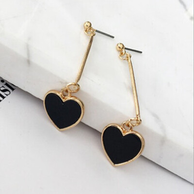 

New Fashion 1 Pair Original Heart Shaped Peach Heart Temperament Long Drop Earrings Peach Heart