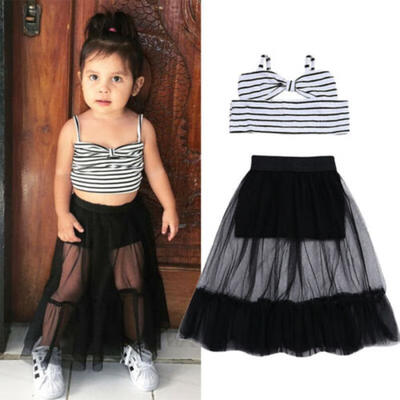 

Toddler Baby Girl Stripe Crop Top Shorts Skirt Dress Outfits Clothes Summer USA