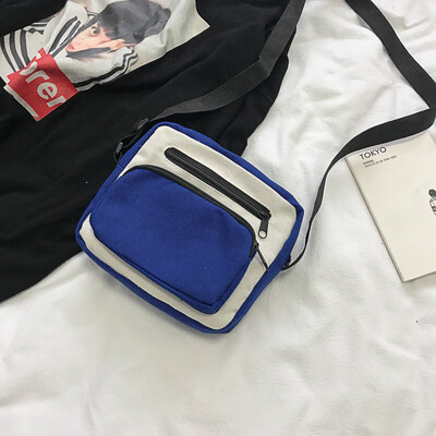 

Korean fashion personality Messenger bag 2019 new casual wild color collision shoulder bag female simple temperament canvas bag