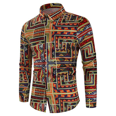 

Geometric Flowers Print Casual Shirt