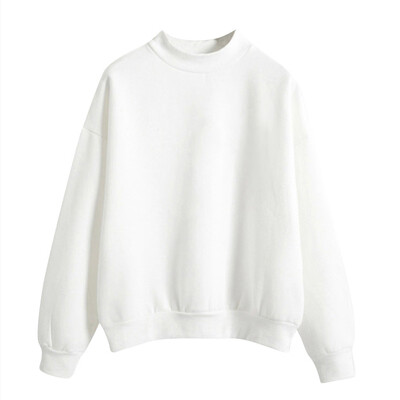 

Toponeto Women O-Neck Solid Color Turtleneck Long Sleeve Plus Velvet Sweatshirt