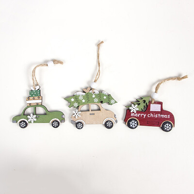 

3pcs Christmas Wooden Hanging Decoration Pendants Car Tree Deer Optional Types