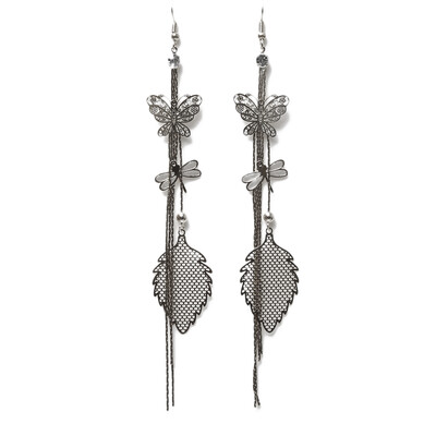 

2019 Hot Sale Women&39s Fashion Crystal Butterfly Dragonfly Leaf Drop Long Chain Dangle Earrings