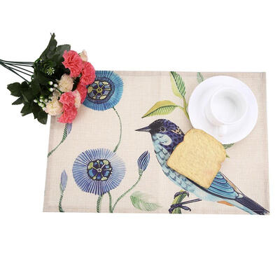 

Birds&Flower Pattern Linen Cloth Table Mat Insulation Pad Dining Room Home Decor Table Insulation Pad Insulation Mat