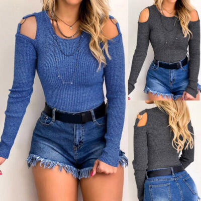 

Women Long Sleeve O Neck T Shirt Casual Slim Fit Tops Jumper Pullover Blouse AU