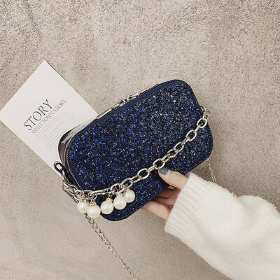 

Tailored Fashion Women Pearl Crossbody Bag Sequins Chain Leather Colorful Messenger Bag