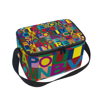 

ALAZA Lunch Box Insulated Lunch Bag Large Cooler Alphabet Background Tote Bag