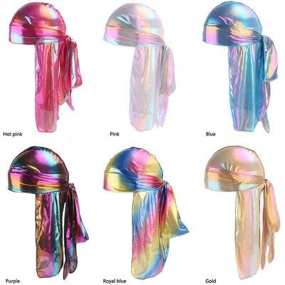 

Unisex Silk Laser Polyester Bandana Hat Durag Rag Tail Headwrap Headwear Gift