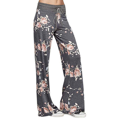 

Tailored Womens Casual Floral Print Comfy Stretch Drawstring Wide Leg Lounge Pants