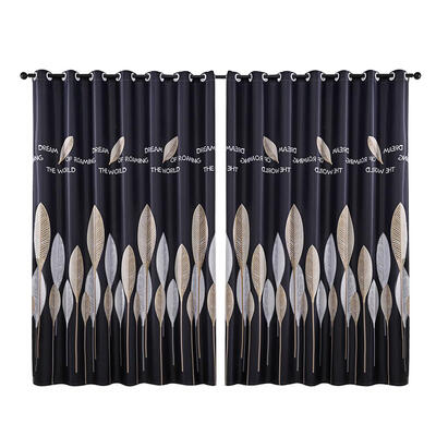 

1pc Leaves Printed Semi-Blackout Curtains Living Room Bedroom Windows Drape