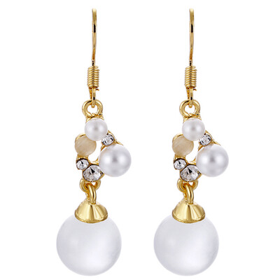 

Opal Pendant Long Earrings Gold Color Ladies Cute Earrings Dangle Jewelry