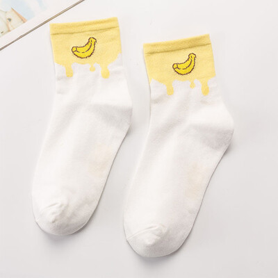 

Women Cute Fruit Ankle Socks Fashion Peach Banana Printed Casual Socks Thick Winter Socks Floor Socks