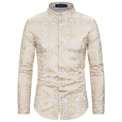 

Tailored Mens Baggy Blazer Print Stand Collar Button Long Sleeve Shirts Blouse