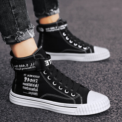 

Summer mens shoes mens casual wild shoes Korean version of the trend high canvas network red&white shoes tide shoes