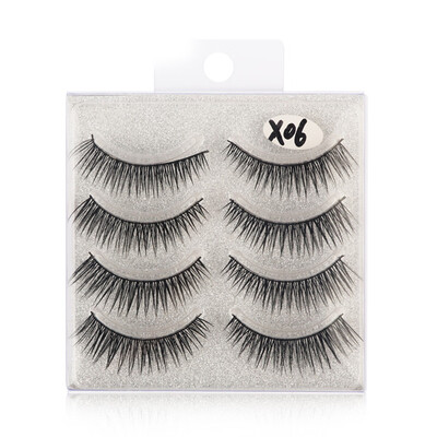 

Gobestart 4Pair Luxury 3D False Lashes Fluffy Strip Eyelashes Long Natural Party