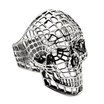 

Hollow Vintage Gothic 316L Stainless Steel Hollow Out Ghost Head Skull Biker Ring Punk Rock Party Ring Biker Jewelry