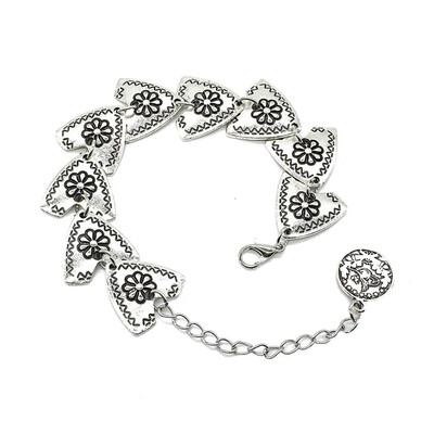 

Flower of Vintage Triangle Silver Coin Adjustable Handmade bracelet Floral Boho Jewelry Turkish Bohemia