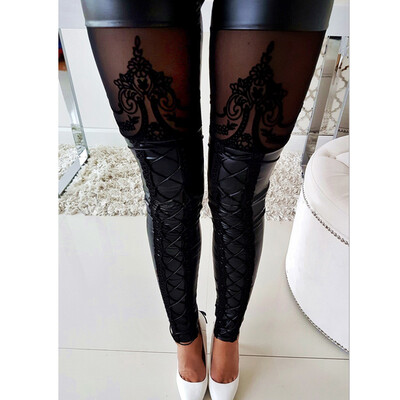 

Womens PU Leather Pants Stretchy Push Up Pencil Skinny Tight Leggings Black