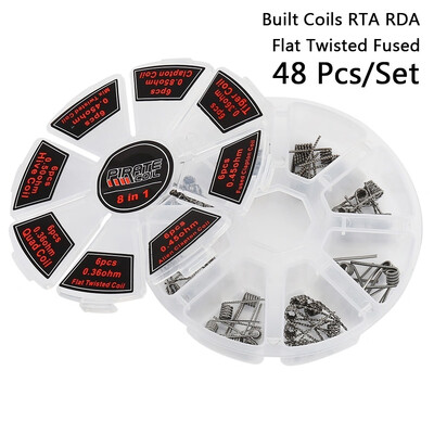 

48PcsSet Pre Built Coils RTA RDA Flat Twisted Fused Clapton Quad Hive Alien XUF