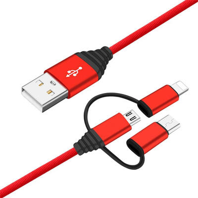 

One Drag Three Mobile Phone Data Cable 3-in-1 Lightning 8P Micro USB Type-C Fast Charging Cable For Android Apple-1m