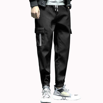 

Mens Casual Loose Pants Solid Elastic Spring Autumn Pants with Side Pocket