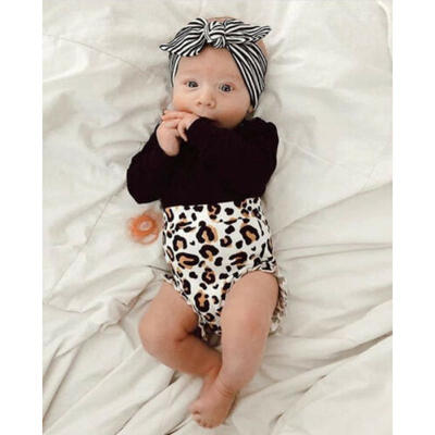 

Newborn Baby Girls Leopard print Clothes Top Romper Short Pants Summer Outfit UK
