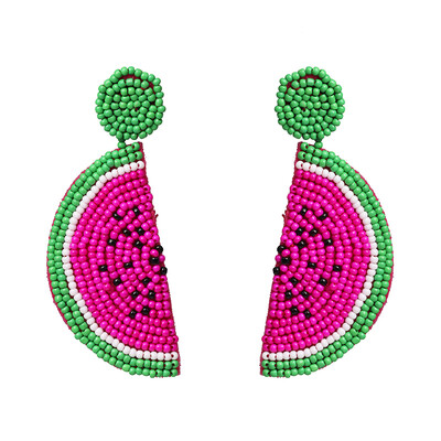 

2019 Fruit Bead Earrings for Women Summer Watermelon Dangle Drop Earrings Girl Handmade Statement Wedding Jewelry Party Gift