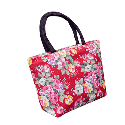 

Reusable Shopping Bag Eco Women Handbag Foldable Beach Bag Daily Use Shoulder Bag Flower Printed Casual Canvas Tote Satchel YJ