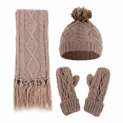 

3pcsset Fashion Unisex Women Men Rhombus Print Knitted Hat Scarf Gloves