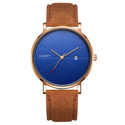 

Gobestart Fashion Simple Simple Casual Calendar Business Leather With Strap Mens Watch