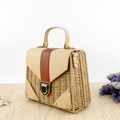 

Tailored Womens Bohemian Straw Beach Tote Handbag Handmade Crossbody Bag
