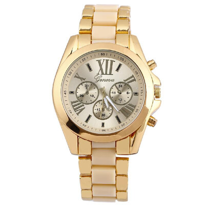 

Luxury Business Two Tone Unisex Watch Vintage Retro Alloy Wristwatch for Men Women with Three Sub-dials Stainless Steel Strap Band